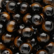 Perles en verre 14 mm Noir-jaune ambre