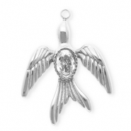 Breloques en acier Inox avec strass hirondelle Argenté-cristal