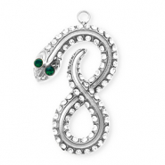 Breloques en acier Inox avec strass infini / serpent Argenté-cristal-vert