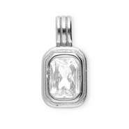 Breloques en acier Inox avec strass rectangle Argenté-cristal