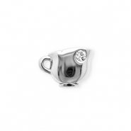 Breloques en acier Inox avec strass tasse Argenté-cristal
