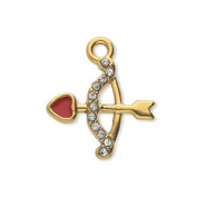Breloques en acier Inox avec strass arc et flèches Doré-cristal-rouge