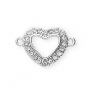 Apprêts en acier Inox connecteur avec strass coeur Argenté-cristal