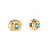 Perles en acier Inox spacer avec strass 6 mm Doré-bleu