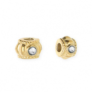 Perles en acier Inox spacer avec strass 6 mm Doré-cristal