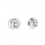 Perles en acier Inox spacer avec strass 6 mm Argenté-cristal