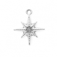 Breloques en acier Inox avec strass étoile Argenté-cristal