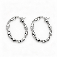 Boucles d'oreilles en acier inox créoles 25mm twist Argenté