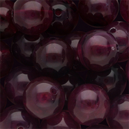 Perles acryliques 14 mm rond Violet aubergine-blanc marbr&eacute;