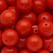 Perles acryliques 14 mm rond Rouge-blanc marbré