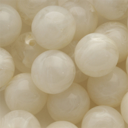 Perles acryliques 18 mm rond Blanc cass&eacute;-blanc marbr&eacute;