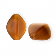 Perles acryliques rhombe Marron-marron camel-blanc marbré