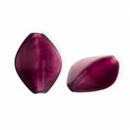 Perles acryliques rhombe Violet aubergine-blanc marbré