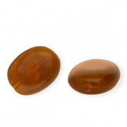 Perles acryliques ovale Marron-marron camel-blanc marbré