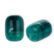 Perles acryliques tube Vert sarcelle-multicolore-blanc marbré
