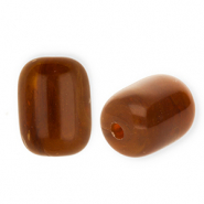 Perles acryliques tube Marron-marron camel-blanc marbré