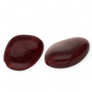 Perles acryliques irrégulier Rouge bourgogne-blanc marbré