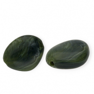 Perles acryliques irrégulier Vert mousse-blanc marbré