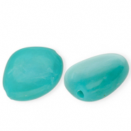 Perles acryliques irrégulier Bleu turquoise-blanc marbré