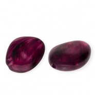 Perles acryliques irrégulier Violet aubergine-blanc marbré
