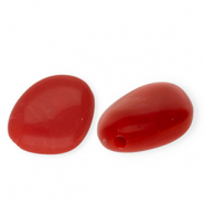 Perles acryliques irrégulier Rouge-blanc marbré