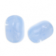 Perles acryliques tube Bleu clair-blanc marbré