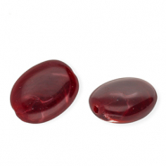 Perles acryliques ovale Rouge bourgogne-blanc marbré