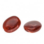 Perles acryliques ovale Rouge-blanc marbré