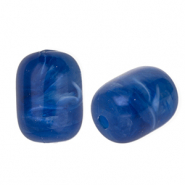 Perles acryliques tube Bleu foncé-multicolore-blanc marbré