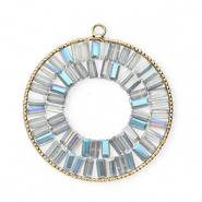 Pendentifs facettées rond Doré-gris-AB coating