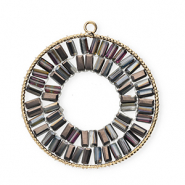 Pendentifs facettées rond Doré-gris foncé-AB coating
