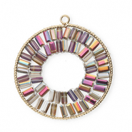 Pendentifs facettées rond Doré-transparent-AB coating