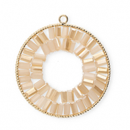 Pendentifs facettées rond Doré-beige pêche-revêtement brillant nacré