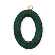 Pendentifs acryliques avec fil macramé ovale Vert foncé métallique-doré