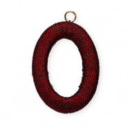 Pendentifs acryliques avec fil macramé ovale Rouge métallique-doré