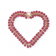 Pendentifs facettées cœur Doré-rose magenta