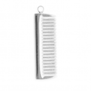 Breloques en acier Inox peigne Argent&eacute;