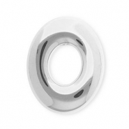 Appr&ecirc;ts en acier Inox breloques / connecteur ovale Argent&eacute;