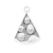 Breloques en acier Inox part de pizza Argent&eacute;