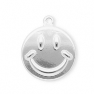 Breloques en acier Inox souriant Argent&eacute;