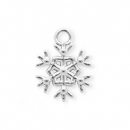 Breloques en acier Inox flocon de neige Argent&eacute;