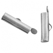 Embouts en m&eacute;tal DQ poussoir 15x6mm Argent&eacute; antique (sans nickel)