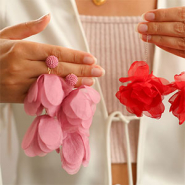 Nouveau Boucles d'oreilles tendance avec fleur et nœud
