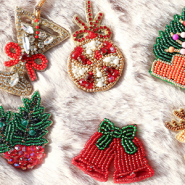 Nouveau Broches de Noël scintillantes avec perles