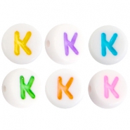 Perles acryliques alphabet lettre K multicolore-blanc