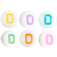 Perles acryliques alphabet lettre D multicolore-blanc