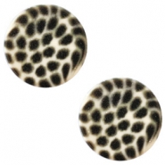 Cabochon plat Polaris Elements 12mm l&eacute;opard beige soyeuse