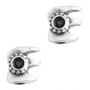 Perles en métal TQ avec double serti 4mm argenté antique