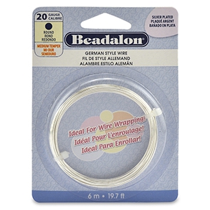 Beadalon German Style Wire 20Gauge Round Argent&eacute;