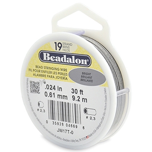 Beadalon stringing wire 19 strand 0.61mm Acier inox clair
